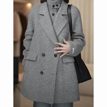 2025 autumn and winter new double-sided cashmere coat women's mid-length korean style loose wool woolen coat