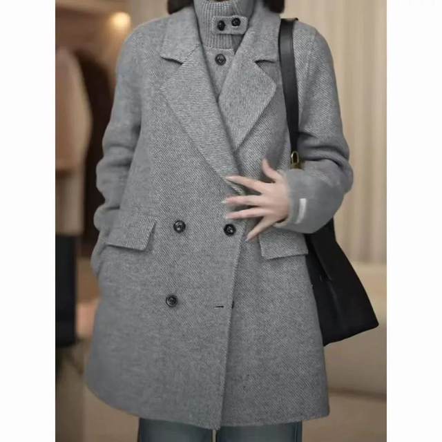 2025 Autumn and Winter New Double-sided Cashmere Coat Women's Mid-Length Korean Style Loose Wool Woolen Coat