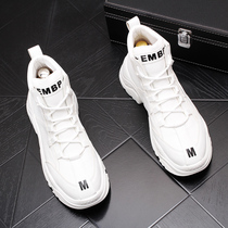 European Station Mens Shoes White Sneakers High Bunch Shoes Ins Surge Shoes Thick bottom Korean version 100 hitch currents heightening Martin boots