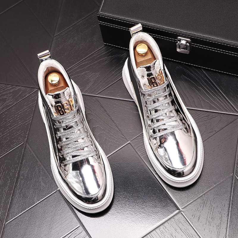 European station men's shoes colorful high-top sneakers trendy men's Martin boots white high-top Korean version all-match inner heightening casual shoes