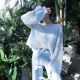 Extra lazy, comfortable and fashionable girly playful two-color chao soft gao proportion lin mohair sweater pullover