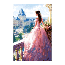 Self-painting digital oil painting diy hand-painted hand-filled color-filled acrylic oil painting Princess on the Terrace