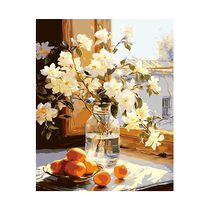 Self-painting digital oil painting diy hand-painted hand-filled flower oil painting camellia and autumn orange