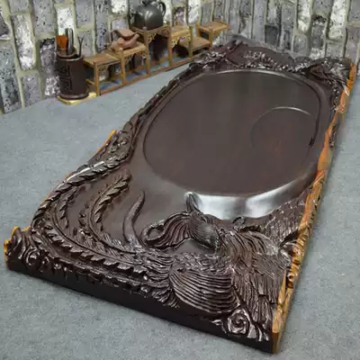 Carved ebony tea tray Dragon and phoenix auspicious log drainage Kung Fu tea set Tea sea tea table Special offer