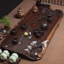 Black sandalwood tea tray cattle turn to Qiankun whole solid wood log carving Tea Sea tea tray mahogany kung fu tea set