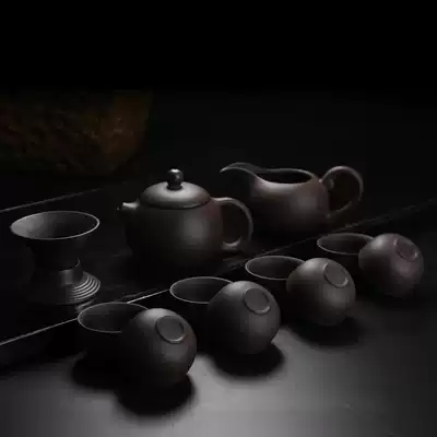 Purple Sand set Old Purple Mud Handmade Shih Tzu Tea Pot Teacup