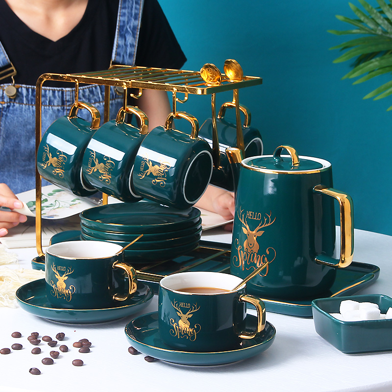 Nordic style ins wind coffee cup set European small luxury Modern light luxury exquisite ceramic coffee cup and saucer