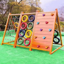 Kindergarten outdoor climbing frame bridge wooden slide outdoor large physical training sensory integration rock climbing toy