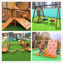 Kindergarten outdoor toys wooden climbing frame childrens sensory integration training equipment bridge large slide drilling combination