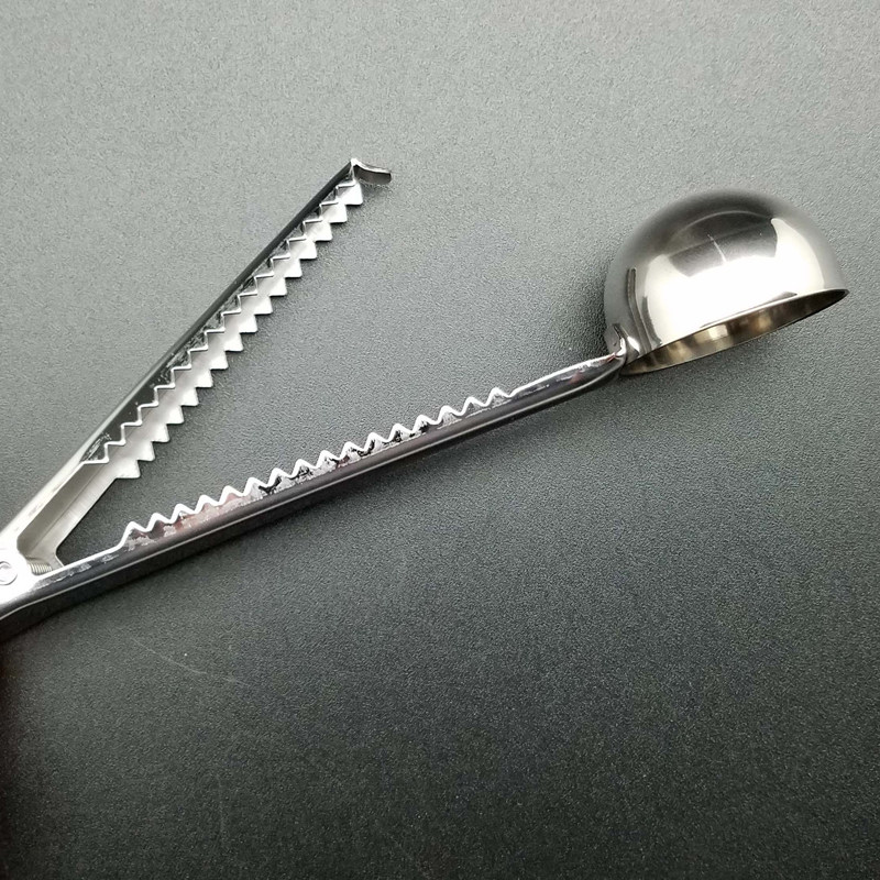 Stainless Steel Coffee Fetch Bean Spoon Volume Spoon Closure Clip Milk Tea Shop Fruit Powder Spoon Long Handle Metering Spoon with clip 15ml