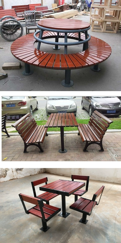 Một bàn và hai ghế Bàn bằng gỗ nhựa đúc Bàn ghế gỗ ngoài trời Ghế công viên Đồ nội thất giải trí Bàn ghế sân vườn 6427 ghế ban công