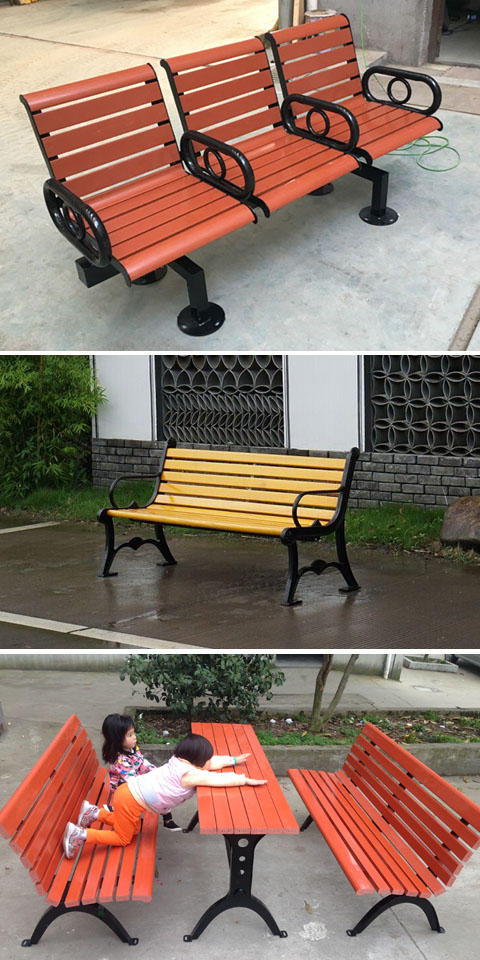 Công viên gỗ nhựa Bàn ghế giải trí kết hợp ba mảnh / đồ gỗ ngoài trời / bộ đồ giải trí kết hợp / ghế công viên 6424 - Bàn ghế ngoài trời / sân ghế treo ban công
