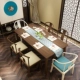 Gỗ rắn mới bàn ăn hình vuông Trung Quốc và ghế nhà hàng kết hợp hoàn chỉnh bộ đồ nội thất với ghế sừng bao quanh ghế tùy chỉnh tùy chọn - Bộ đồ nội thất