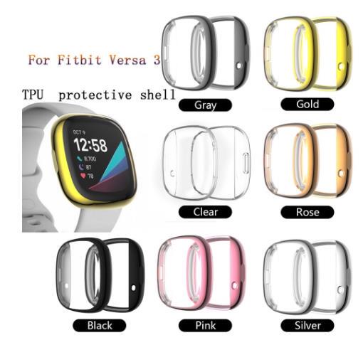 Suitable for Fitbit Versa3/Sense Watch Case, Full Protection Tpu Electroplated Watch Cover Case Suitable for Fitbit Versa3/Sense Watch Case, Full Protection Tpu Electroplated Watch Cover Case