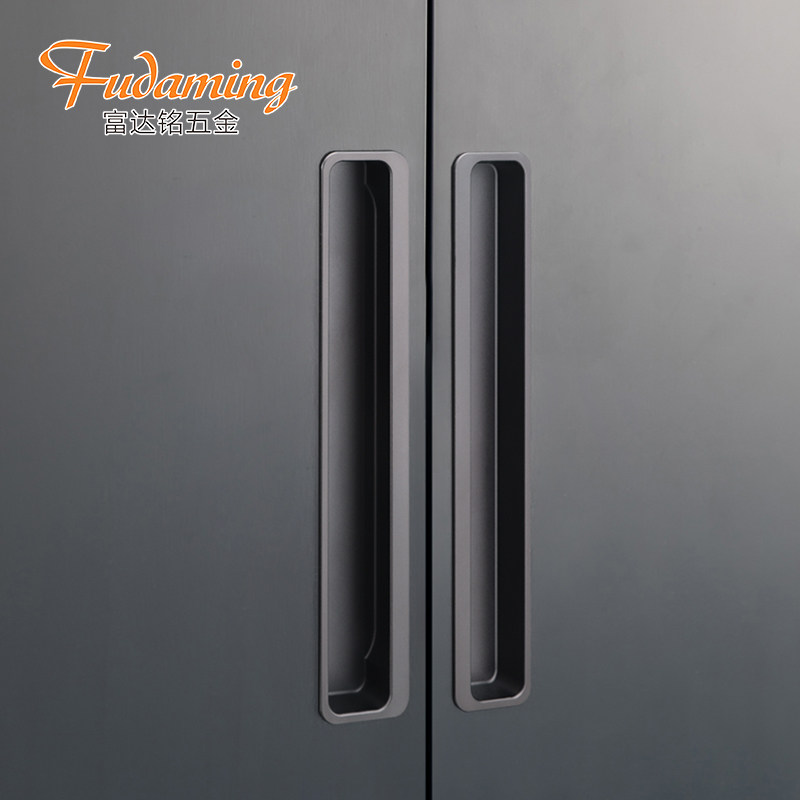 New black concealed handle cabinet cabinet closet door slot handle pull handle pull door handle gray