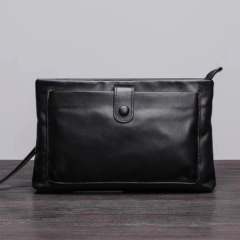 Aoyi Men's Handbag, First-Layer Cowhide, Soft Genuine Leather, Large Capacity, Casual Business Clutch Bag, Envelope Bag, Folder Bag