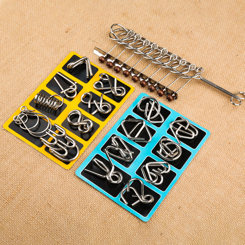 Nine Serial Puzzle Toys Adults Big 8 pieces Student Unlocking Intellectual Buckle Decompression metal Unlocking Even Ring buckle