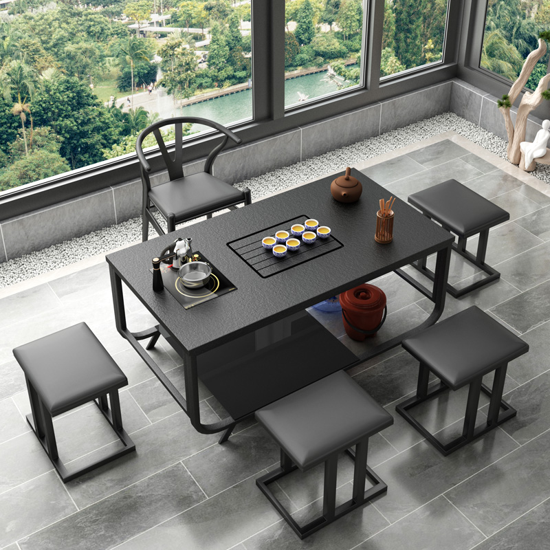 Modern fire stone kung fu tea couple in one automatic bubble tea table office minimally brewed tea table marble tea table