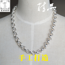 Miao Township Silver embroidery square S990 handmade foot silver high-end non-allergic male personality ring ring necklace design customized
