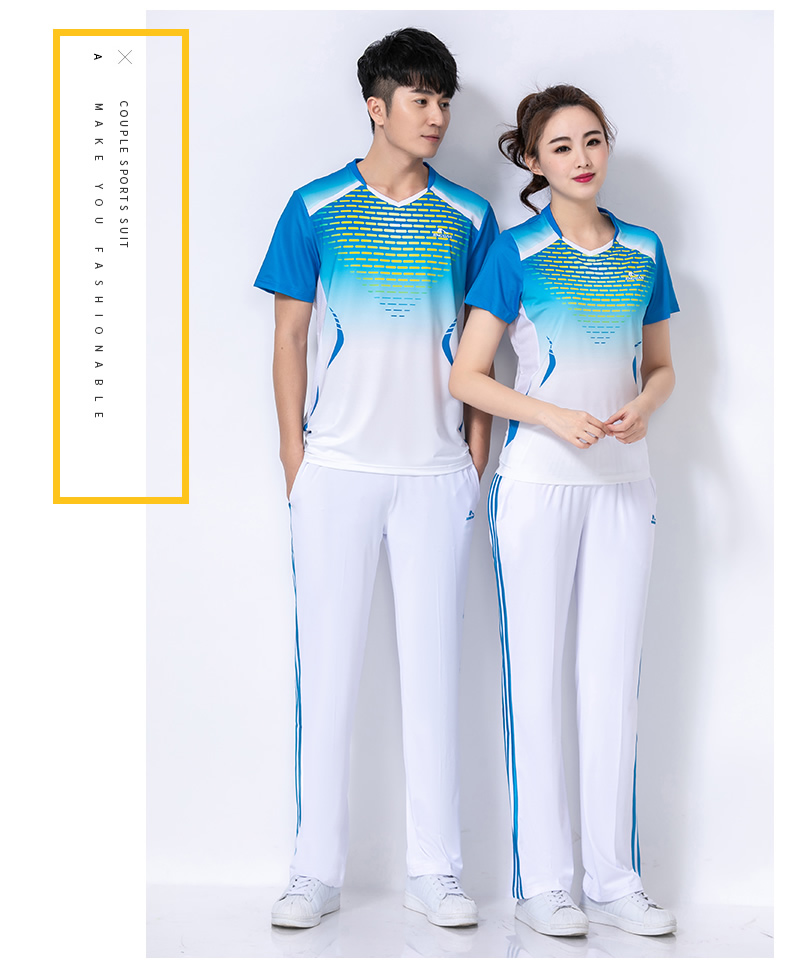 Jinguan mùa hè mới Hàn Quốc lụa ngắn tay nhanh chóng phù hợp với thể thao phù hợp nam và nữ nhảy vuông mềm quần áo biểu diễn nhóm - Thể thao sau bộ áo thể thao nam