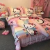 Bông Hello Kitty gia đình kt bốn chải Holle bông chăn chào con mèo cô gái cô gái Sheets - Bộ đồ giường bốn mảnh