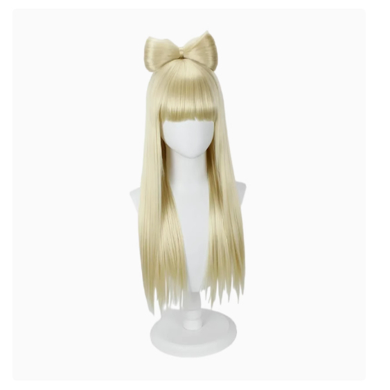 Celebrity-Inspired Lady Gaga Light Blonde Classic Long Straight Hair Bow-Style Cosplay Wig Halloween