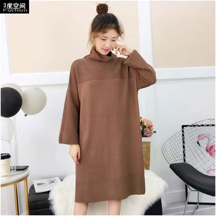 Siêu lửa lưới đỏ chất lượng cao áo len dài của phụ nữ áo len lỏng phiên bản lớn của áo sơ mi màu rắn hoang dã ao kieu dep