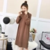 Siêu lửa lưới đỏ chất lượng cao áo len dài của phụ nữ áo len lỏng phiên bản lớn của áo sơ mi màu rắn hoang dã ao kieu dep Áo len