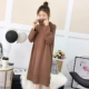 Siêu lửa lưới đỏ chất lượng cao áo len dài của phụ nữ áo len lỏng phiên bản lớn của áo sơ mi màu rắn hoang dã ao kieu dep