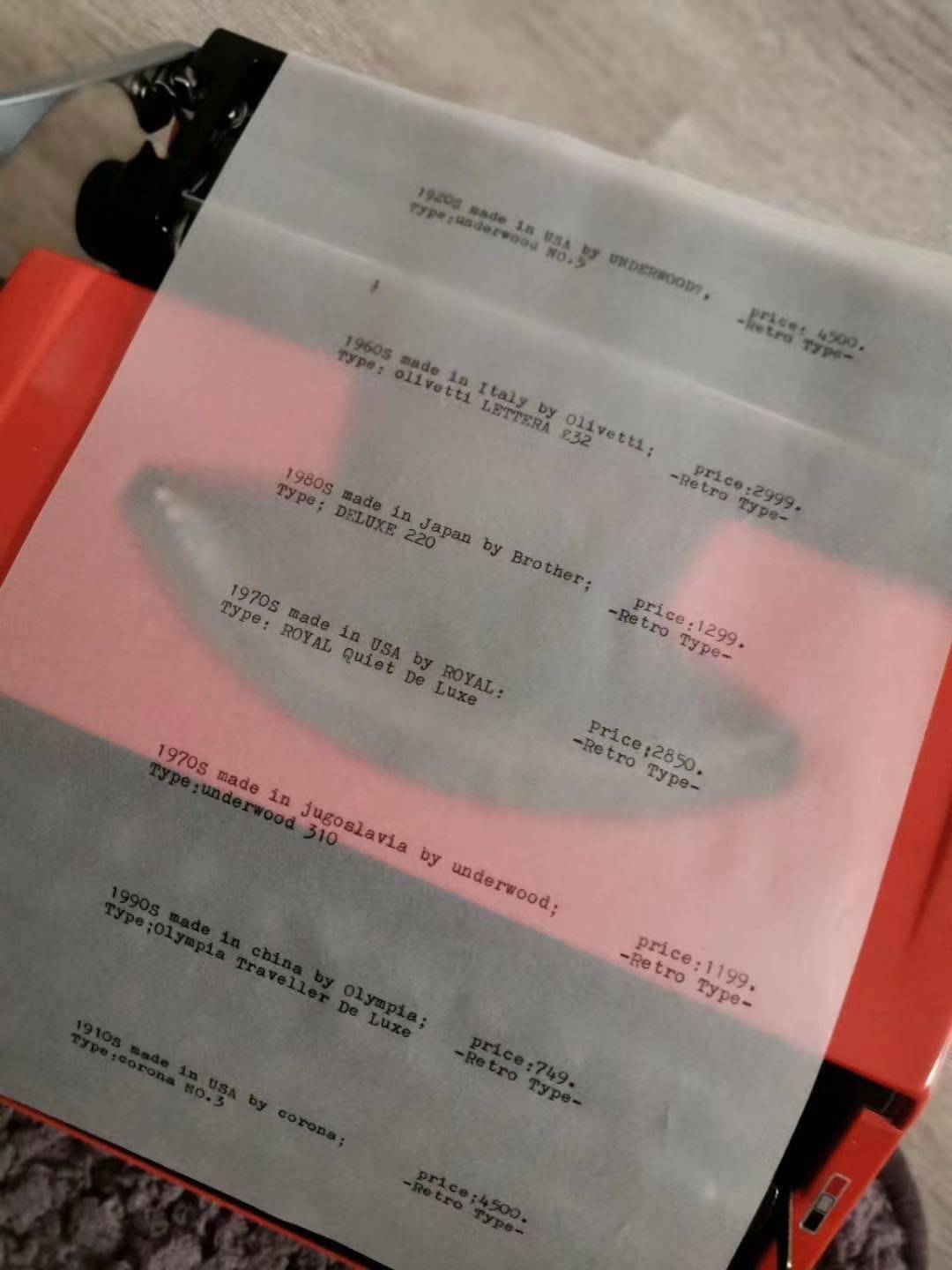 The old vintage retro typewriter special print transfer printing copy Linimiao a4 Sulphuric Acid Paper Personality Art-impermeable Students