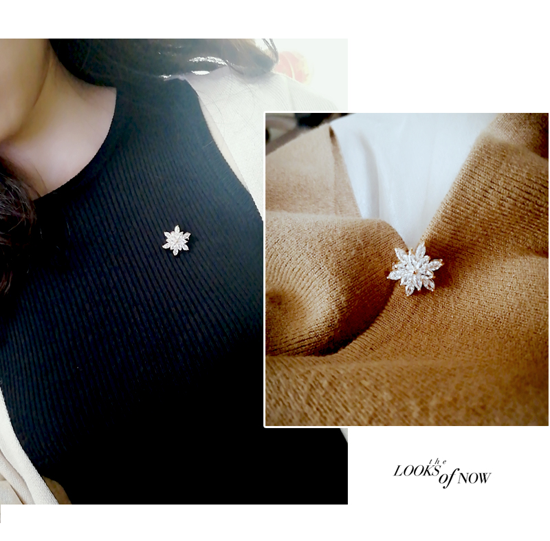 Thời trang tinh tế zircon bông tuyết mặt trời hoa nhỏ trâm chống ánh sáng cardigan khóa phù hợp với áo len phụ kiện pin ghim cài áo sơ mi nam