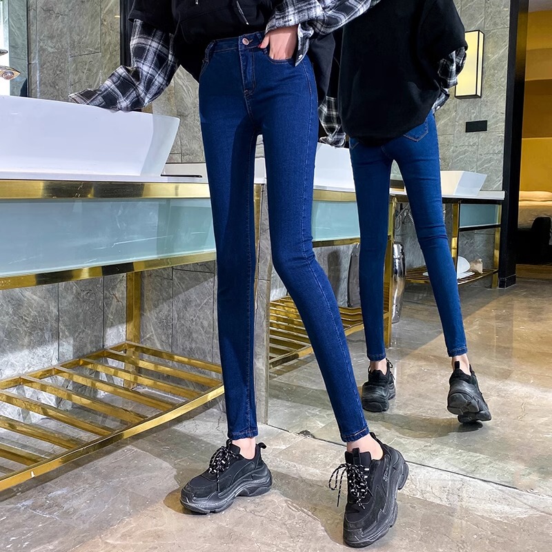 Women's Jeans Spring and Autumn 2024 New Style Cropped Slimming High-Waisted Black Versatile Stretchy Skinny Long Pants