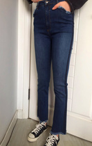 Counter goods 2000 Spring and summer high-waisted skinny nine-point flared tassel jeans slimming slim elastic long-legged womens pants