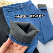 Fleece Warm Snow God Pants Elastic Button High Waist Elastic Comfortable Slim Black Small Feet Pants 2022 Autumn and Winter