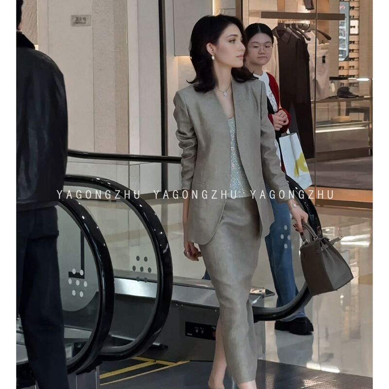 Yagongzhu Suit Set Skirt Commuting Professional Wear Suit Jacket Women's Skirt 2026 Early Autumn Two-Piece Set Yagongzhu Suit Set Skirt Commuting Professional Wear Suit Jacket Women's Skirt 2026 Early Autumn Two-Piece Set
