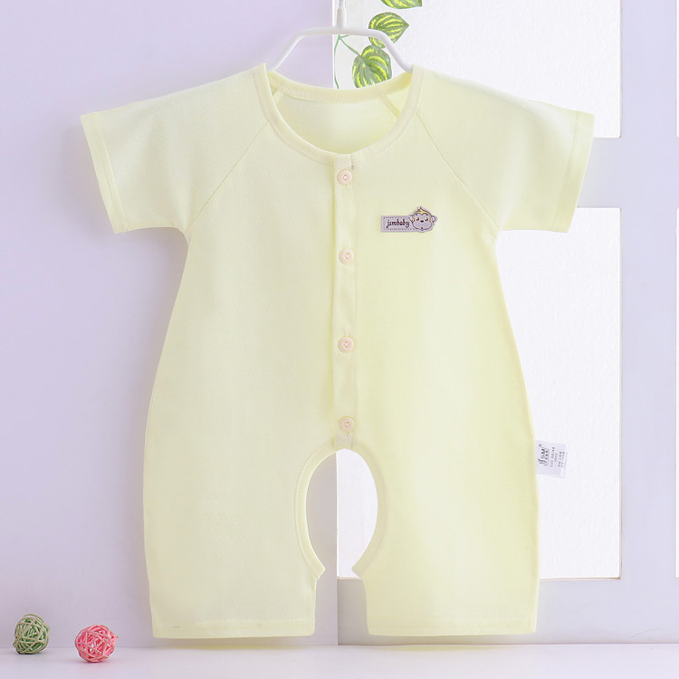 Quần áo sơ sinh mùa hè mùa xuân bé bông ngắn tay jumpsuit nam giới và phụ nữ bé romper mở 裆 quần áo