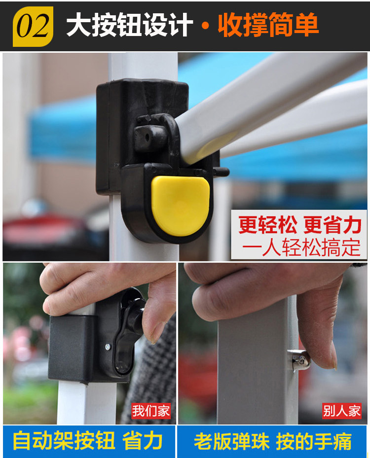 Outdoor advertising canopy UV-proof tent folding retractable large umbrella four-leg awning stall Square