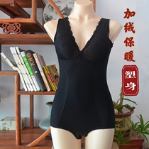 Warm conjoined body body shaping clothes waist waist free bra plus velvet thickened corset body Body underwear winter