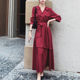 High-end celebrity temperament shirt dress fat mm autumn light familiar wind large size Hepburn slim waist irregular long skirt