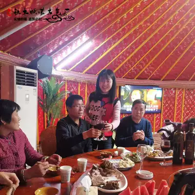 4-6 people table luxury paint bamboo art weatherproof plus cotton yurt tent Outdoor leisure farm catering KTV accommodation