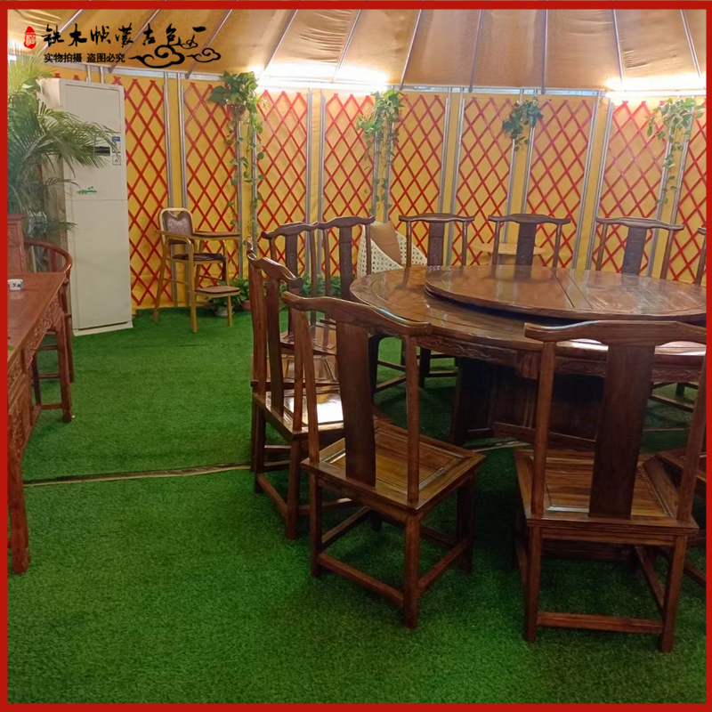 Luxury Bamboo Art Mongolia Bag Unbaked Lacquer Plus Cotton Rain Protection Outdoor Leisure Farm Dining Barbecue Accommodation KTV Mobile Tent