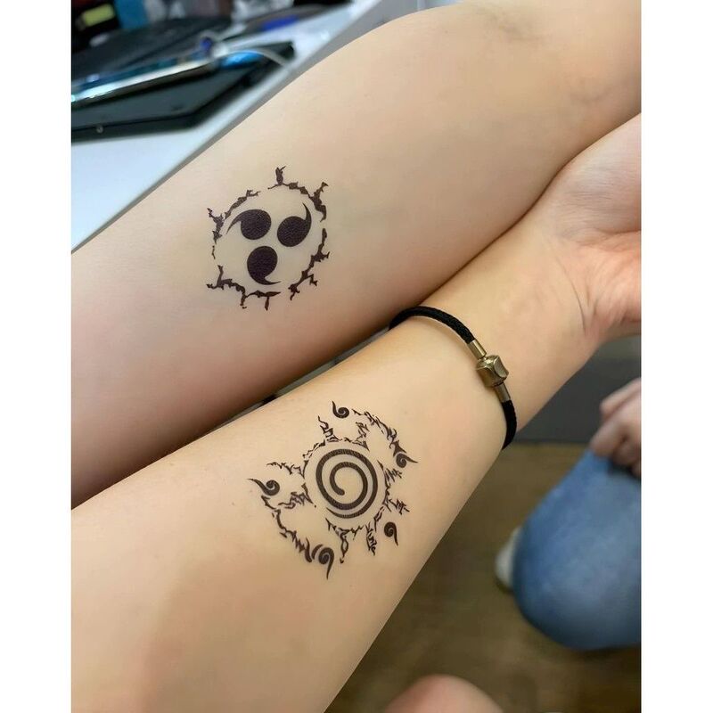 Two-Dimensional Naruto Tattoo Sticker Uchiha Fan Sharingan Black Waterproof Temporary Arm Sticker