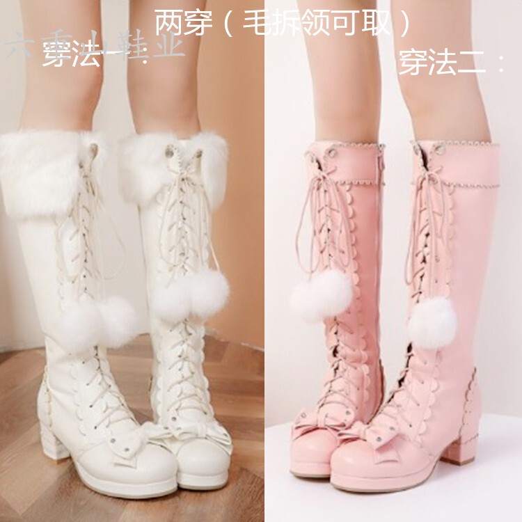 34-45 Large Size Autumn and Winter Lolita Long Boots with Carved Patterns, Vintage Bow, Hanfu Style, High Heels for Students 34-45 Large Size Autumn and Winter Lolita Long Boots with Carved Patterns, Vintage Bow, Hanfu Style, High Heels for Students