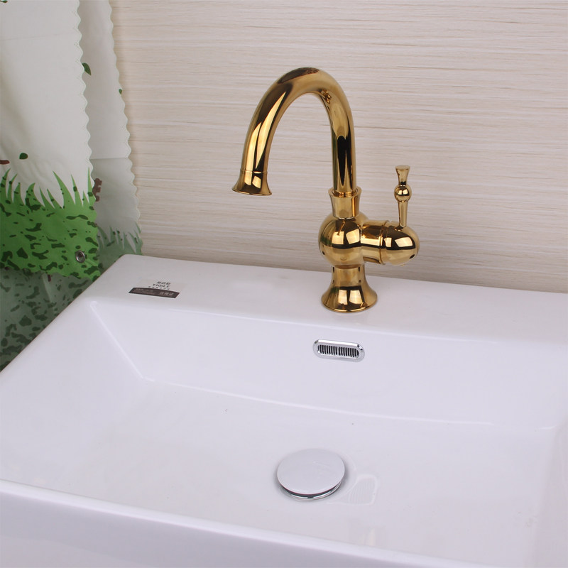 Full copper titanium alloy gold rotatable surface basin tap hot and cold home first hand basin bathroom single-hole single-handle table basin tap