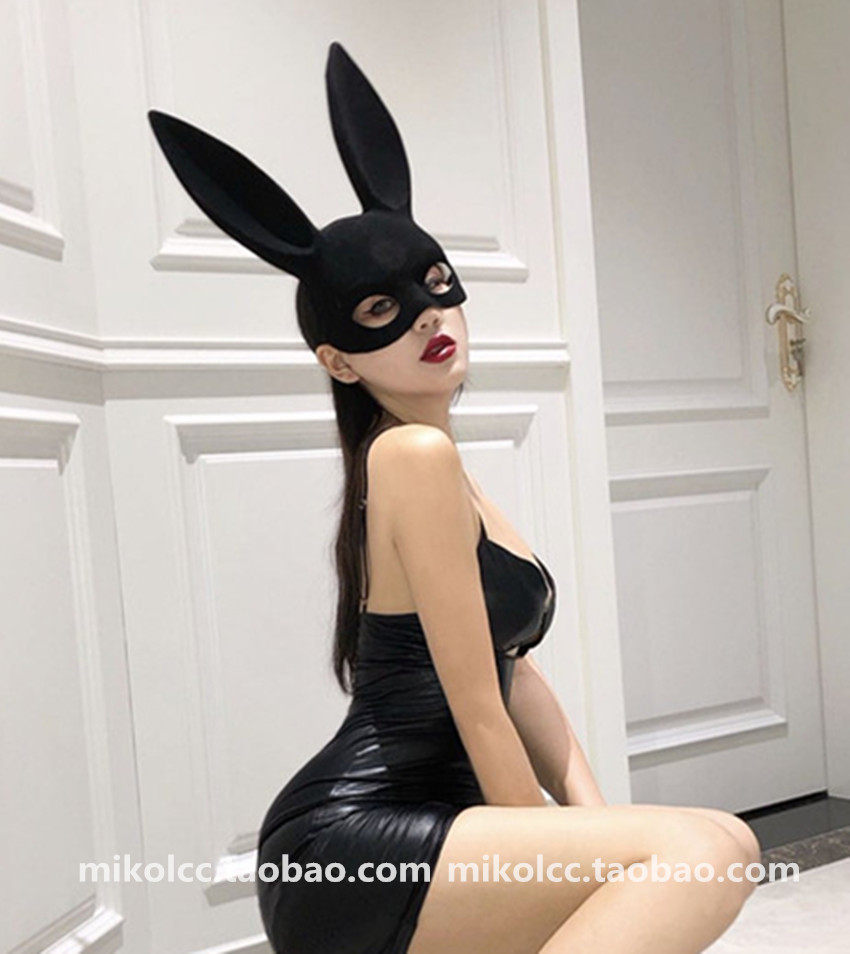 Concave photo artifact sexy bunny girl rabbit ears suede mask Halloween party performance mask net red
