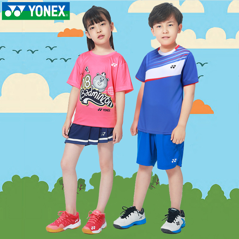 2021 new YONEX YONEX Unix children's badminton uniforms sports T-shirt short sleeve shorts summer