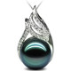 Pearl pendant single short clavicle chain 925 silver round Tahitian black mother-of-pearl bead necklace pendant