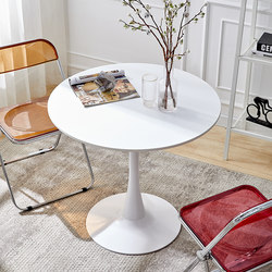 Round Table, Simple Tulip White Casual Negotiation Table, Coffee and Milk Tea Shop Dining Table, Nordic Balcony Small Round Table and Chairs