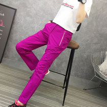 Outdoor Home Spring Autumn Season Punch Pants Men And Women Pure Color Sashimi Elastic Breathable Comfort Couples Windproof Mountaineering Long Pants