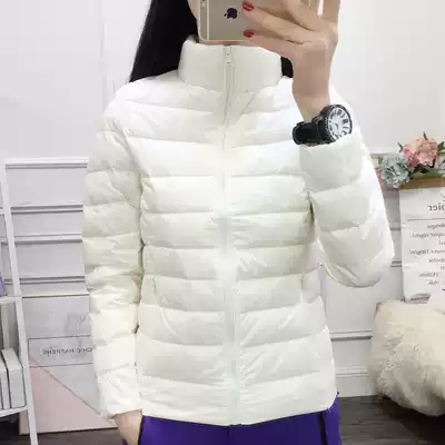 Outdoor light down jacket women's autumn and winter stand-up collar liner warm white duck down plus size short lightweight hooded jacket